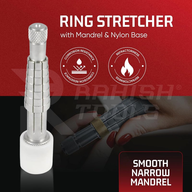 RAHISH TOOLS Ring Stretcher with Mandrel & Nylon Base - Professional Jewelry Ring Sizer Tool, Band Resizer for Silver & Gold, Ring Expander & Sizing Kit - 6-1/2 Inches Stainless Steel Ring Enlarger - Image 2